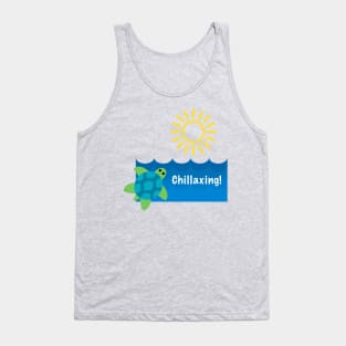 Children's Clothing Turtle Chillaxing Design, with white lettering Tank Top